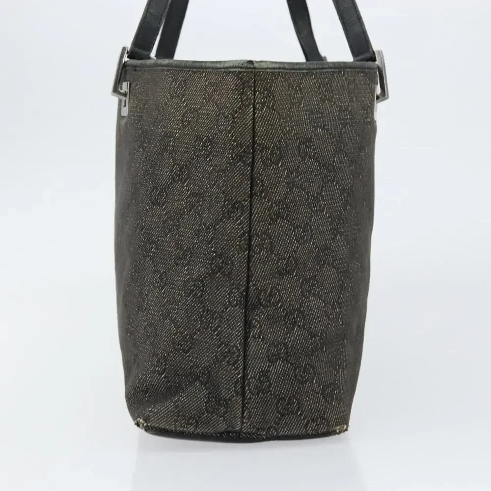 Gucci GG Canvas Tote Bag Black Silver 36173